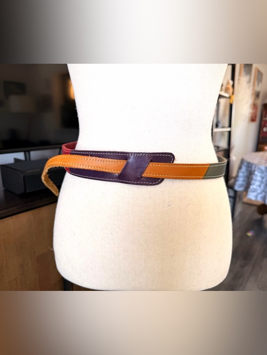 Colorblock Leather Waist Belt main image 4